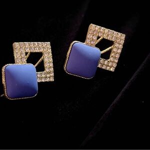 Vintage stainless steel velvet blue Blue & Zircon Stones‎
